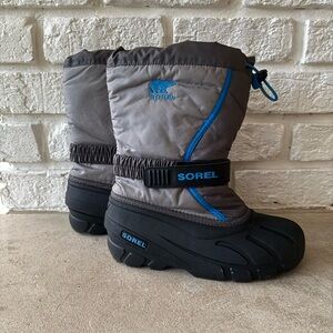 Sorel Black and Gray Snow Boots with Blue Trim